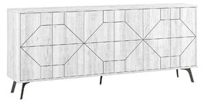 Comoda DUNE, alb/gri, PAL melaminat, 184x35x77 cm