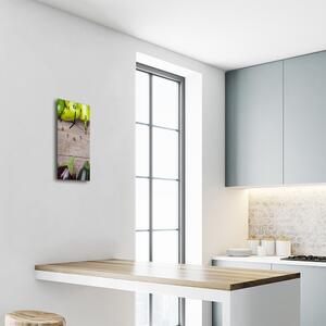 Ceas de perete din sticla vertical Bucătărie gri tabel de legume