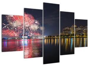 Tablou cu artificii in Singapur (150x105 cm)