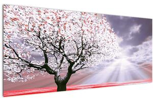 Tablou cu pomul roșu (120x50 cm)
