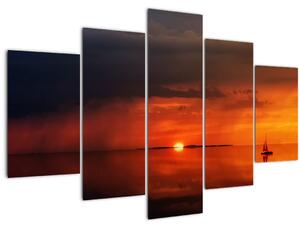 Tabloul apusului de soare cu barca (150x105 cm)