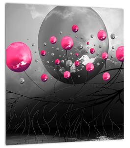 Tabloul cu bile abstracte roz (30x30 cm)