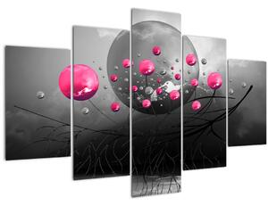 Tabloul cu bile abstracte roz (150x105 cm)