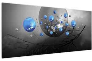 Tabloul cu bile abstracte albastre (120x50 cm)