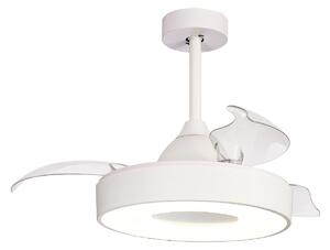 Ventilator de tavan Coin Mini LED, alb, cu alimentare DC, silențios, Ø91 cm - Mantra Iluminación, Coin Mini, reglabil, Alb, Camera de zi, Plastic, Modern