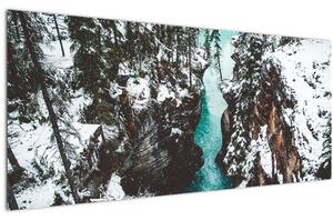 Tablou - râul de munte iarna (120x50 cm)