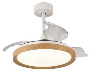 Ventilator de tavan Mistral Mini LED din lemn, cu alimentare DC, silențios, CCT Mantra Iluminación, Mistral Mini, reglabil, Lemn, Camera de zi, Plastic, Modern