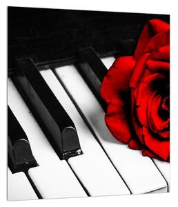 Tablou trandafirul și pian (30x30 cm)