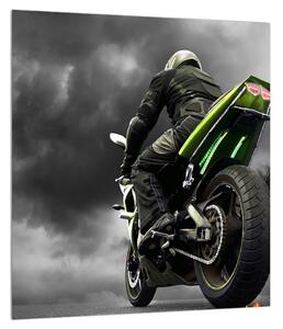 Tablou cu motociclist pe motocicletă (30x30 cm)
