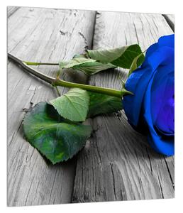 Tablou cu trandafir albastru (30x30 cm)
