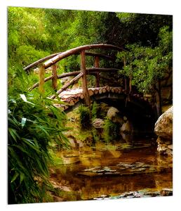 Tablou cu pod din lemn peste râu (30x30 cm)