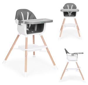 Scaun de masă pentru copii 2in1 cu contor reglabil Gri