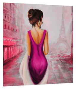 Tablou cu femeie și turnul Eiffel (30x30 cm)