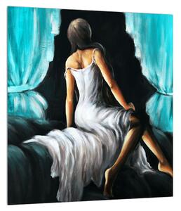 Tablou cu femeie în rochie (30x30 cm)