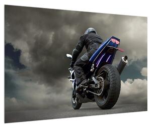 Tablou cu motociclist cu motocicletă (90x60 cm)