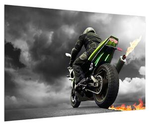 Tablou cu motociclist pe motocicletă (90x60 cm)