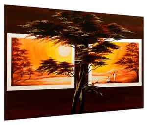 Tablou cu copaci în savana (90x60 cm)