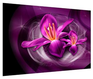 Tablou modern cu flori violete (90x60 cm)