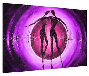 Tablou modern violet cu două persoane (90x60 cm)