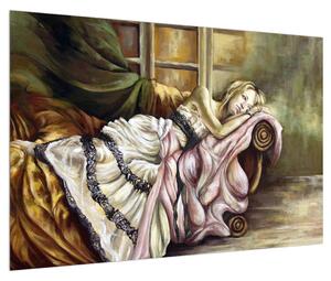 Tablou cu femeie nefericită în rochie (90x60 cm)