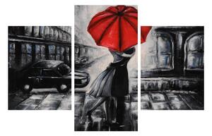 Tablou cu îndrăgostiți sub umbrelă (90x60 cm)