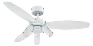 Ventilator cu lumină Jet Plus, cu 3 becuri, alb/lemn, Westinghouse Westinghouse, Jet Plus, Alb, Camera de zi, Lemn, Design industrial