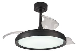 Ventilator de tavan cu LED Mistral, negru, DC silențios, CCT - Mantra Mantra Iluminación, Mistral, reglabil, Negru, Camera de zi, Plastic, Modern