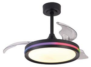 Ventilator de tavan cu LED-uri Northern, negru, DC, silențios, CCT RGB - Mantra Mantra Iluminación, North, reglabil, Negru, Camera de zi, Plastic, Modern