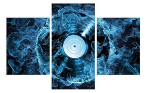 Tablou cu placă de gramofon în foc albastru (90x60 cm)