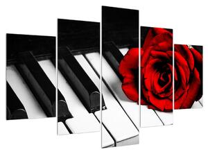 Tablou trandafirul și pian (150x105 cm)