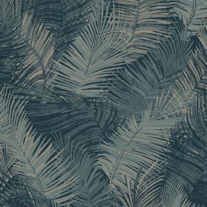 DUTCH WALLCOVERINGS Tapet Palm, albastru petrol L934-01