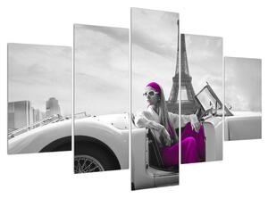 Tablou cu turnul Eiffel și mașină (150x105 cm)