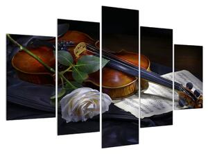 Tablou cu trandafir și vioară (150x105 cm)