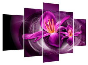 Tablou modern cu flori violete (150x105 cm)