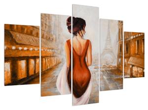 Tablou cu femeie și turnul Eiffel (150x105 cm)