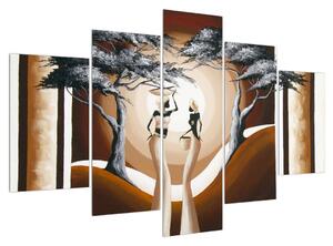 Tablou oriental cu două femei și copac (150x105 cm)