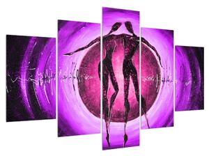 Tablou modern violet cu două persoane (150x105 cm)