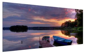 Tablou cu peisaj romantic cu lac (120x50 cm)