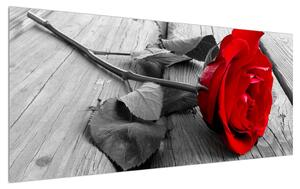 Tablou cu trandafirul roșu închis (120x50 cm)