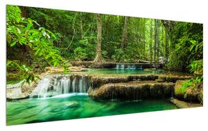 Tablou cu râu de pădure cristalin (120x50 cm)