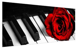 Tablou trandafirul și pian (120x50 cm)