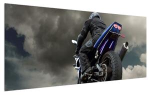Tablou cu motociclist cu motocicletă (120x50 cm)