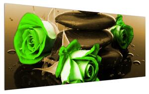 Tablou cu trandafirii verzi (120x50 cm)