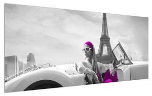 Tablou cu turnul Eiffel și mașină (120x50 cm)