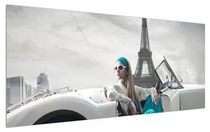 Tablou cu femeie și turnul Eiffel (120x50 cm)
