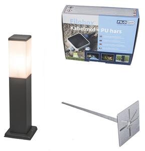 Lampă modernă de exterior pentru stâlp gri închis cu opal 45 cm IP44 - Malios