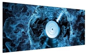Tablou cu placă de gramofon în foc albastru (120x50 cm)