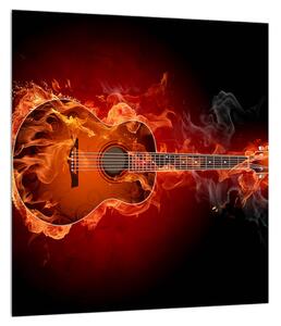 Tablou cu chitara în foc (30x30 cm)