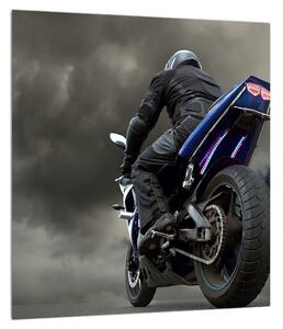 Tablou cu motociclist cu motocicletă (30x30 cm)