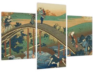 Tablou - Katsushika Hokusai, Ariwara no Narihirafrom the series One Hundred, Poems Explained by the Nurse (Hyakunin isshu uba ga etoki), reproducere (90x60 cm)